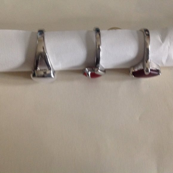 Lot of 3 Silver Tone Electroplated Gemstone Rings Size 8 - Picture 4 of 5